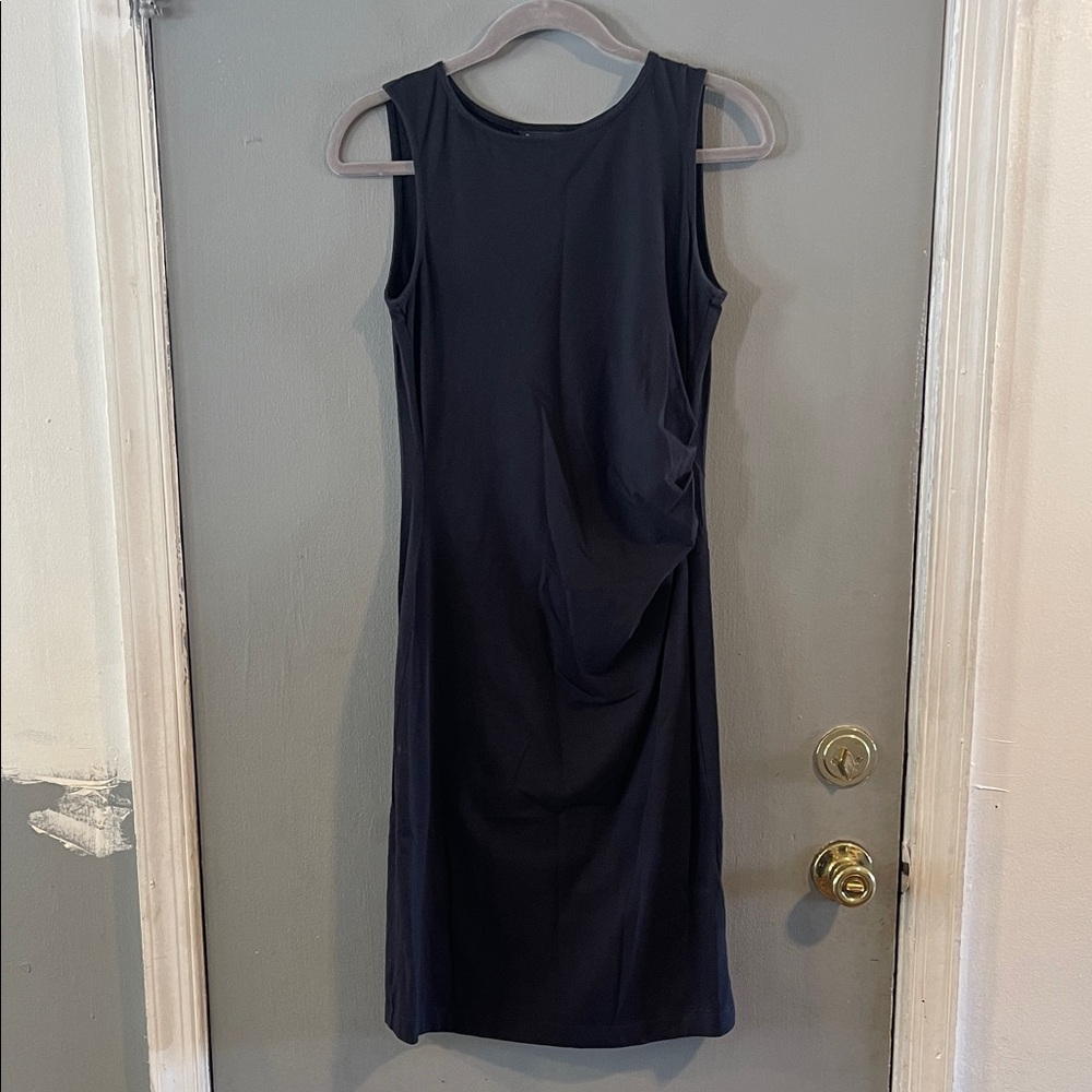 Brooks Brothers Black Ruched Dress Sleeveless Stretch‎ Jersey Career Sz S